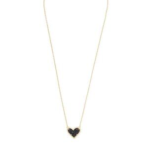 Kendra Scott Ari Heart Necklace Black Drusy & Gold